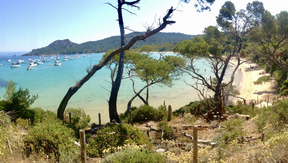 Anchored at Plage Notre Dame,  Îles de Porquerolles,  Hyères, France